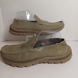 Skechers Men's Relaxed Fit Memory Foam SlipOn Comfort Canvas Grey Shoe SZ 8 READ